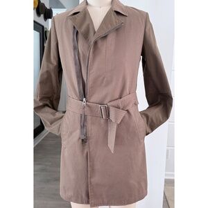 AllSaints Men’s Military Brown Men's Trench Coat, 60% Cotton, X-small